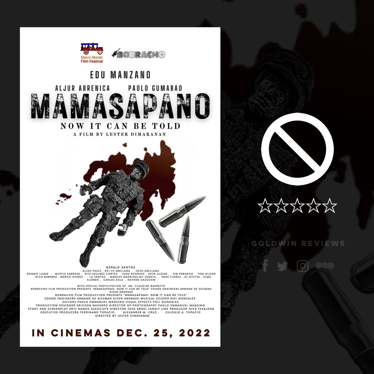 GoldwinReviews's tweet photo. Mamasapano (MMFF 2022)
Directed by: Lester Dimaranan
- A MOVIE REVIEW THREAD -
#goldwinreviews #Mamasapano #MamasapanoNowItCanBeTold #LesterDimaranan #EduManzano #PaoloGumabao #AljurAbrenica #grMamasapano #grMMFF2022 #MMFF2022 https://t.co/4XykanDQzT