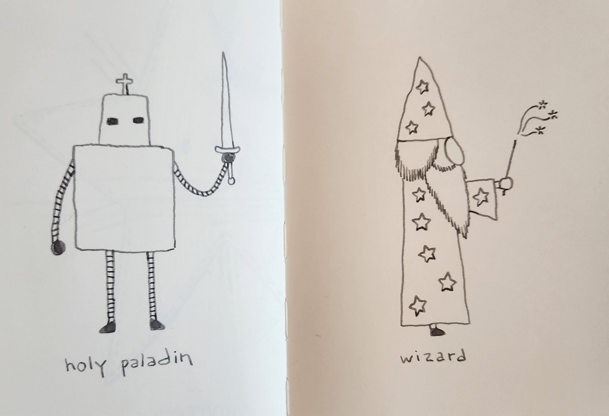 MattKish9's tweet photo. Might draw all the Dungeons &amp; Dragons classes next. What are they again?

From the sketchbook. https://t.co/NRzzCq1mGI