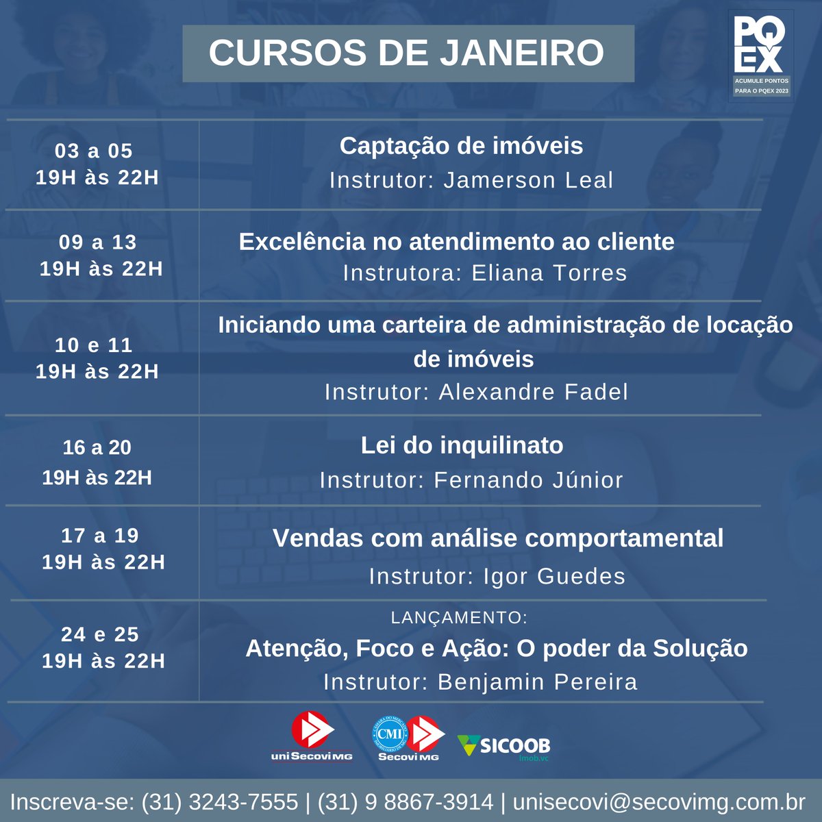 secovimg's tweet photo. Na Unisecovi-MG você encontra mais de 100 cursos nas diversas áreas de conhecimento. Participe das turmas de Janeiro e comece o ano capacitando sua equipe!
Saiba mais:
https://t.co/VEd1PbNhHL
unisecovi@secovimg.com.br
(31) 3243-7555 | (31) 98867-3914

Pontue para o PQEX 2023! https://t.co/JYKjqcjhoq