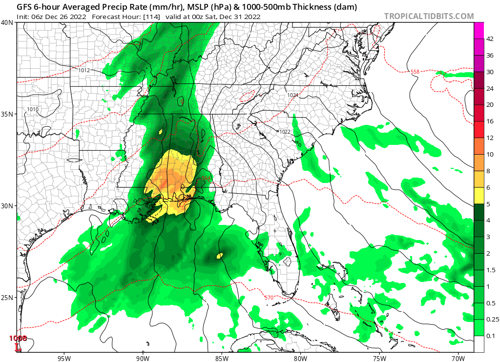 tropicalupdate's tweet photo. Weather coming up. Exact timing/details not solid but upper Gulf rains.. some heavy.. will be building and pushing east in a few days. Timing here GFS Friday. New Years weekend could be wet for some across the south and east. https://t.co/Hk3pbO84Yf https://t.co/7DuWM3rKoO