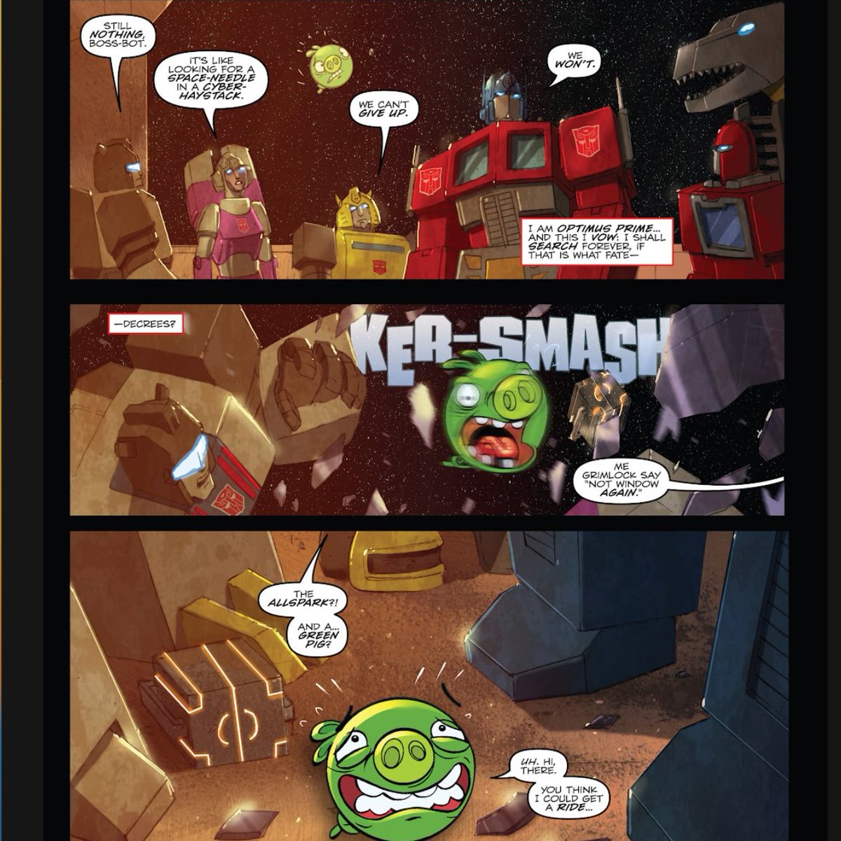 the Autobots meet a green pig. (2014)