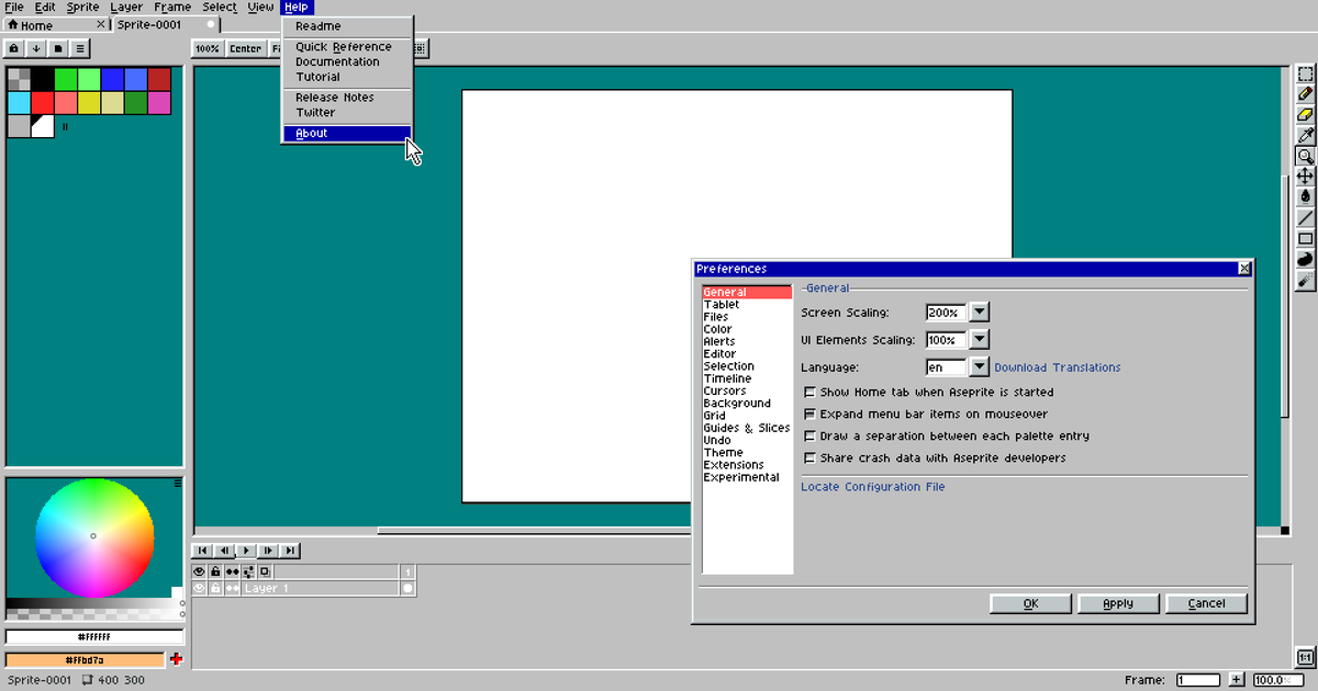 ThKasparrr's tweet image. Here's one unfinished project from this year, another theme for @aseprite which I called - Aseprite 95 🖥️