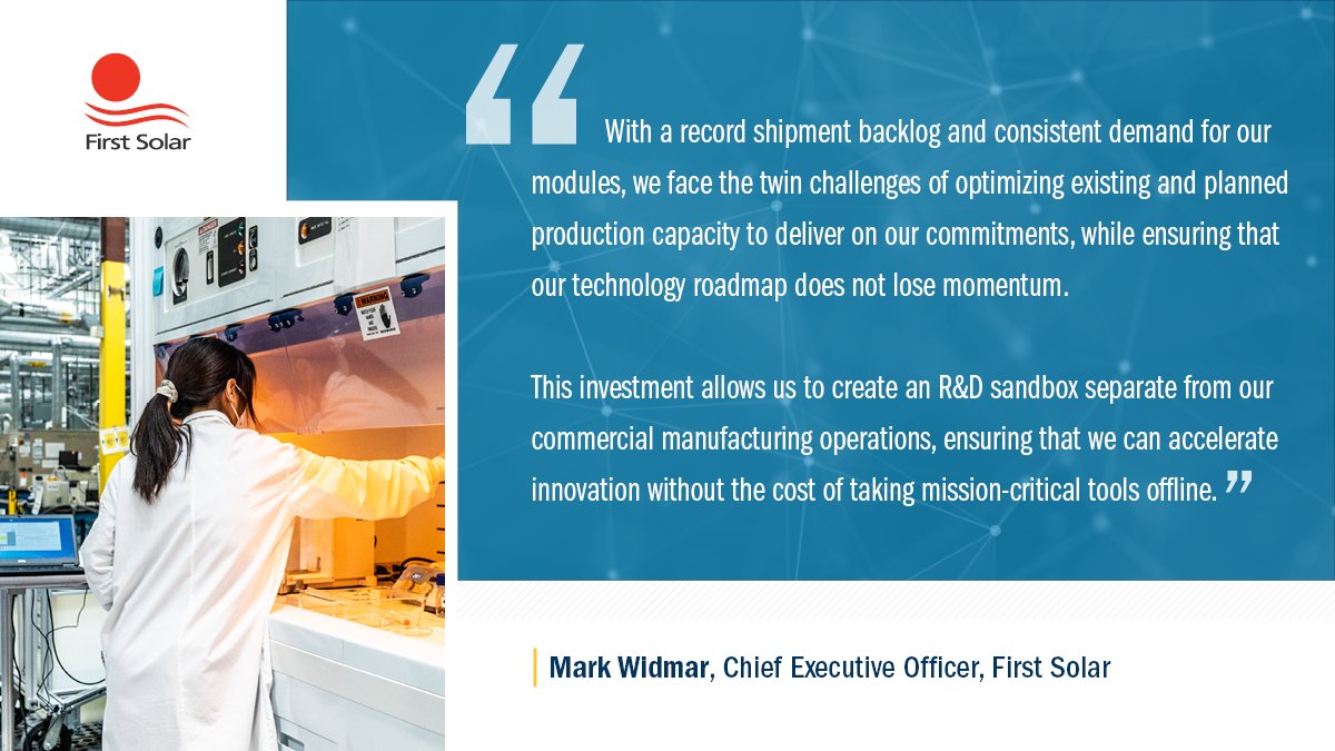 #ICYMI In October, we announced our planned $270m R&amp;D innovation center in Ohio which is expected to be the first of its scale in the US, accelerating American leadership in the development and production of advanced thin film PV #EndofYear #LookingBack bit.ly/3SDItff