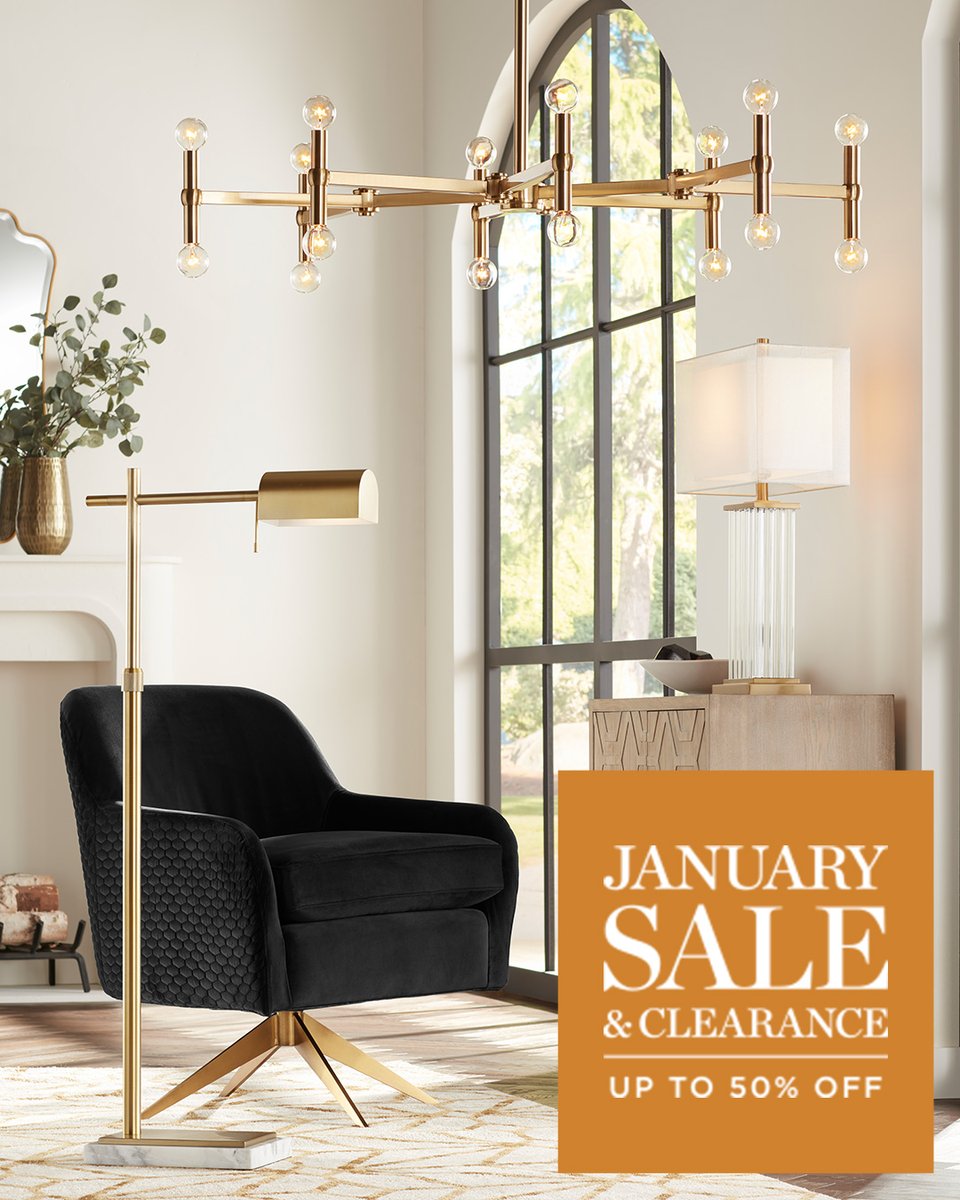 LampsPlus's tweet photo. Shop the January Sale & Clearance and renew your space in the new year๐กSave up to 50% off thru January 23! #myLampsPlus
Shop here: https://t.co/CZ6ERe5IWc
#MidCenturyDesign #ContemporaryDesign #HomeLighting #GoldLighting #BrassandBlack #LivingRoomDesign #ReadingNook #Sale https://t.co/h4rNtCmwuw