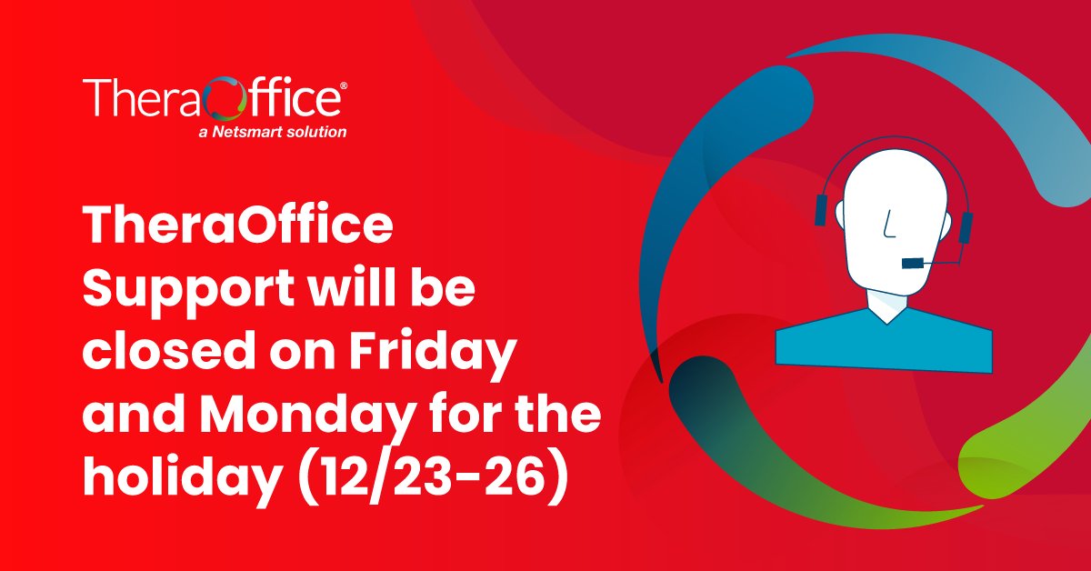 ❗ATTENTION❗

As a reminder, our office is closed today, Monday, 12/26, in honor of the holiday, but we will return to the office tomorrow, Tuesday, 12/27. An on-call associate is available for any emergencies that arise. 

#TheraOffice #EMR #beyondtheplatform