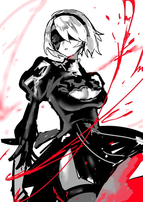 寝る前のらくがき2Bアニメ楽しみおやすみなさい～!Good night everyone! 