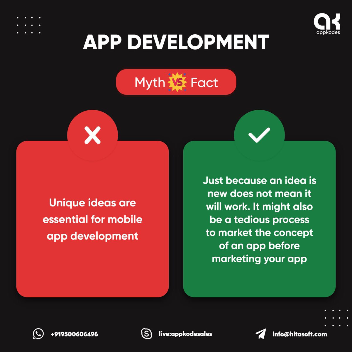 appkodes's tweet photo. As #mobileapps take off in the business world, there are a lot of misconceptions still surrounding #mobileappdevelopment
Here is one of the common myths you need to be aware of.

 #appdevelopmentcompany #apps #mobileapps #ui #ux #uiux #uidesign #uxdesign  #appkodes https://t.co/SqNygYaf0c