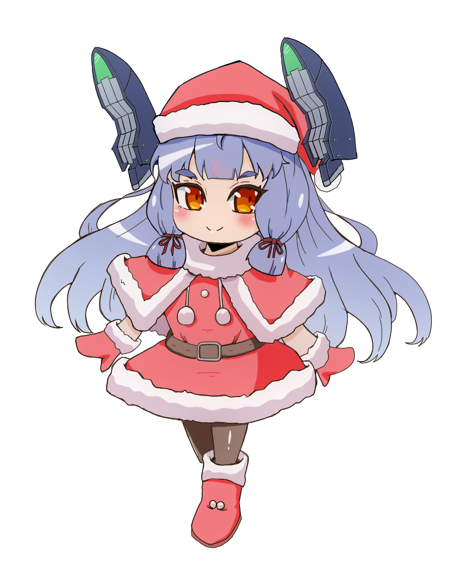 murakumo (kancolle) 1girl solo long hair santa hat hat orange eyes headgear  illustration images