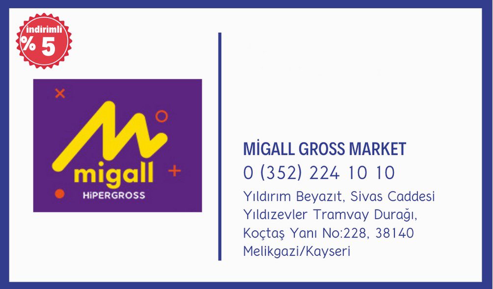 BHSKayseri's tweet photo. Sendikamız Migall Gross Market ile %5 indirim anlaşması gerçekleştirmiştir. Sendika üyelik kartlarınızı göstermeniz yeterli olacaktır. https://t.co/uNVzDrdmb9