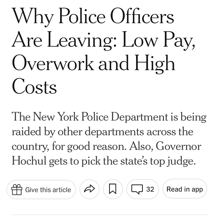equalityAlec's tweet photo. Christmas morning yesterday at the New York Times: the paper’s third article in a couple weeks socializing low-information liberals to the idea that the most expansive punishment bureaucracy in world history has a “shortage” of cops. https://t.co/68yt1PQWET