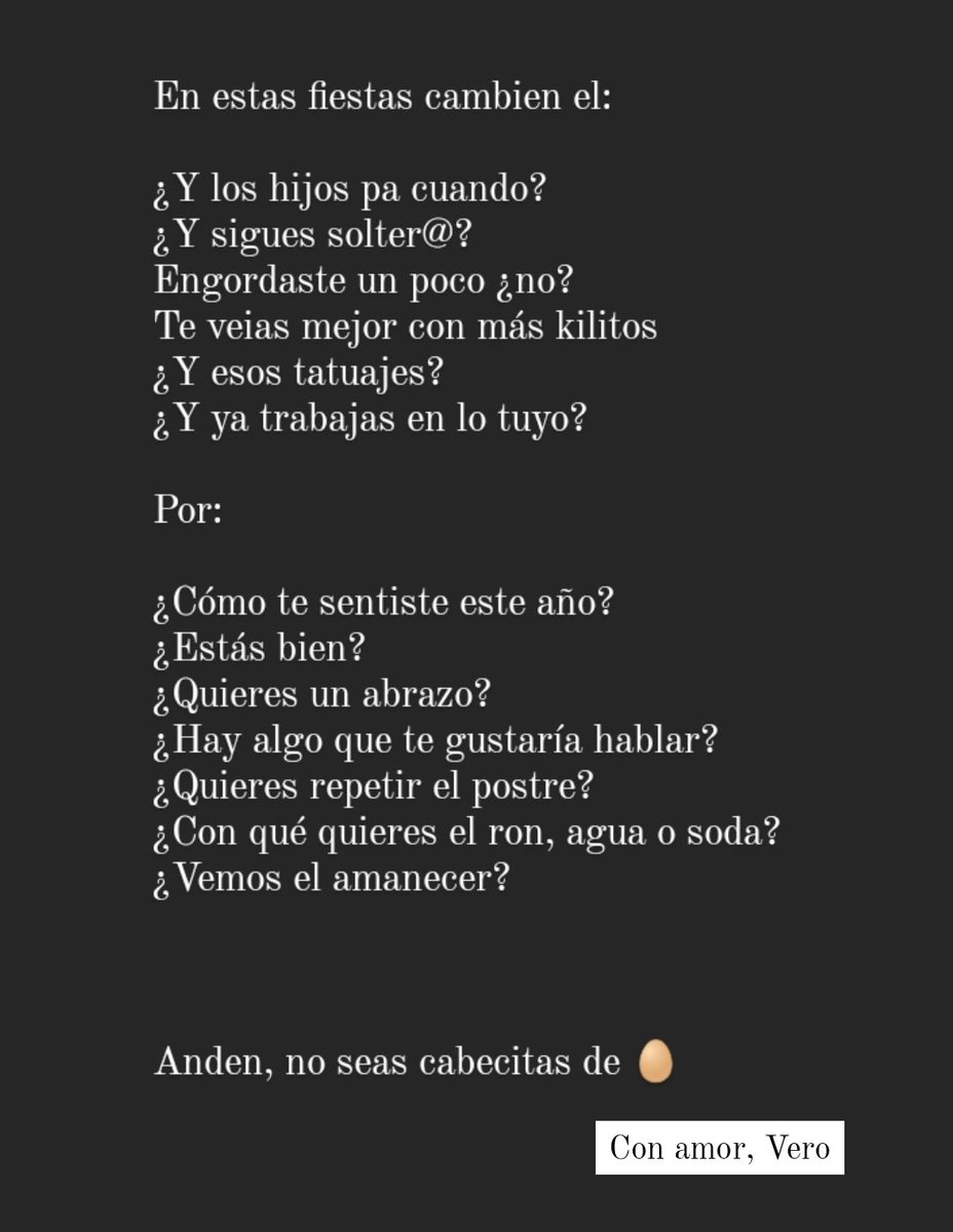 Un amable recordatorio para estas fechas 😬🎅💅

Seamos más amables, no conocemos las batallas de los demás (aún cuando son personas cercanas)

#felicesfiestas #MerryChristmas #FelizNavidad #bekind #seamable