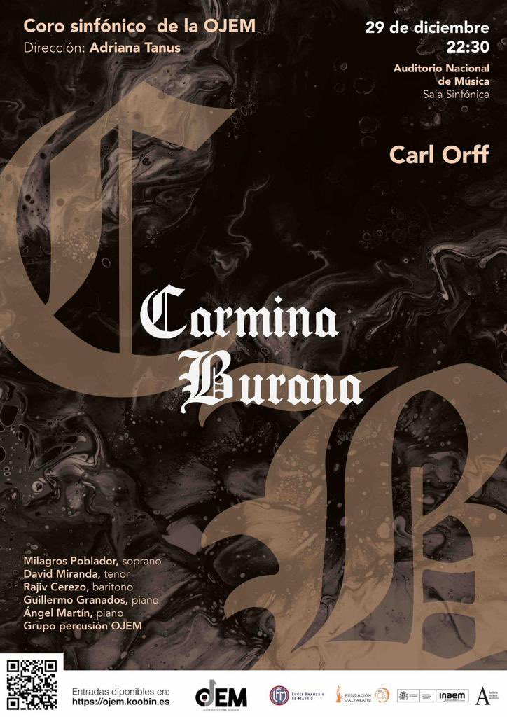Ven a despedir el año con nosotros!🎉
#carminaburana como nunca las has visto en el #auditorionacional este jueves 29 a las 22:30

🎫: ojem.koobin.es/carmina2022

#concierto #coro #orquesta #musica #FinDeAño