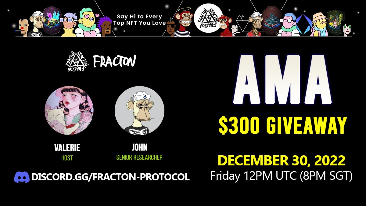 FractonX's tweet photo. 😊Ask us anything!

💁‍♂️Retweet this post and submit your questions by using the hashtag #FractonAMA on your retweet caption for a chance to win prizes! 🎁🎁

👇Event will be held on our discord server  
https://t.co/jxbssH8FDC https://t.co/AQmdwMccC1