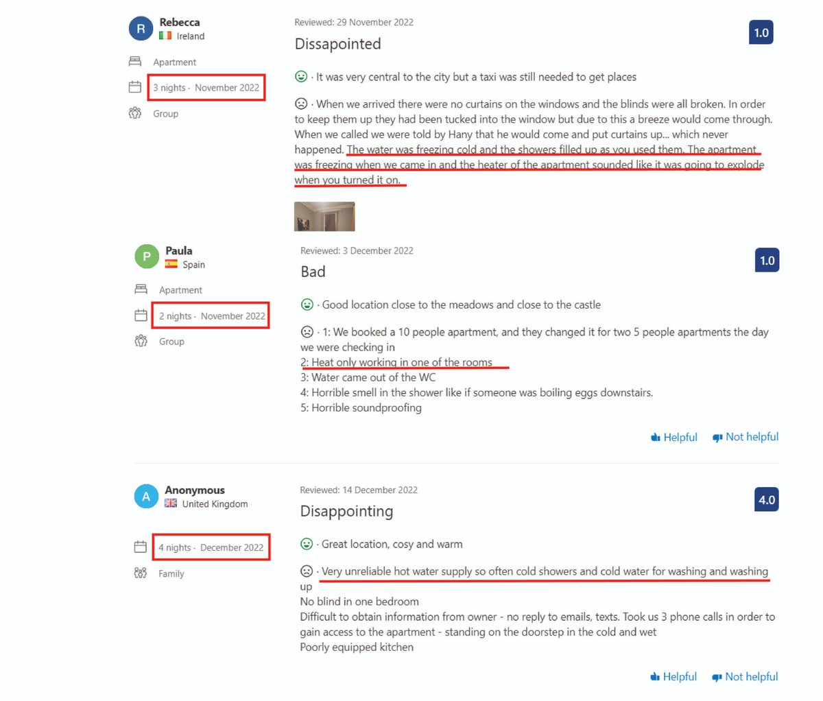 grazing_gazelle's tweet photo. Funny thing is that when I went to #bookingcom to place a review the rating had dropped from about an 8 at the of November to a "disappointing" 5ish. Seems that after we booked the reviews tanked due to issues with, guess what… heating, hot water, general facilities. https://t.co/WvajdmSha7