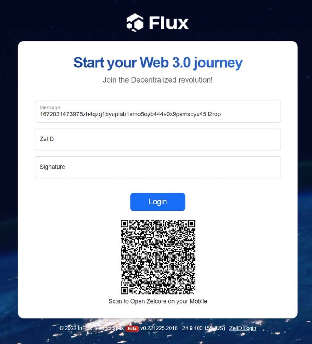 FluxPoland's tweet photo. #FluxCloud obsługuje teraz kody QR do ręcznego procesu podpisywania (logowanie na komputerze stacjonarnym i na telefonie komórkowym), co pozwala uniknąć konieczności ręcznego wpisywania hasła. Zapisuje również twoje #ZelID po pierwszym logowaniu. Adopcja $Flux #Flux #Web3 teraz ! https://t.co/n04iwid2oM