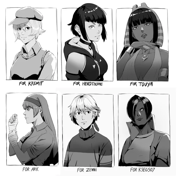 Christmas gift art for my mutuals.
Thank you for sending me your characters! Sorry I couldn't do as many as last year, next year I'll be sure to start working on these earlier  so I can include more people! 