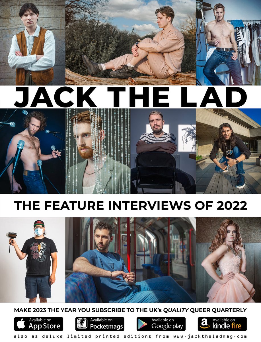 In 2022 we brought you some incredibly candid interviews from a wide range of creatives who shared their fascinating personal journeys with us. There'll be plenty more conversations to share in 2023 so join us on our journey... bio.site/jacktheladmag For the queer &amp; the curious.