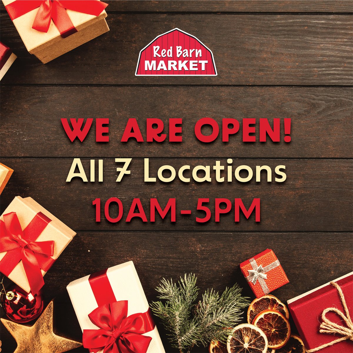 RedBarnMarkets's tweet photo. WE ARE OPEN! 🤩
All 7 Red Barn Market locations are open today 10 AM-5 PM ✨
#redbarnmarket #yyj #victoriabc #saanichbc #boxingday https://t.co/CW9gBRtcSe