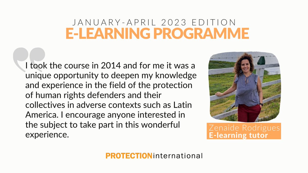ProtectionInt's tweet image. 🖥️ Want to learn more about the importance of #PreventativeProtection and #NetworkBuilding in human rights work? Register for our e-learning programme for #HRDs!
🗣️Languages: English, Spanish &amp;amp; French
⏰Deadline: 15 January
More info👉bit.ly/3Vcaayt