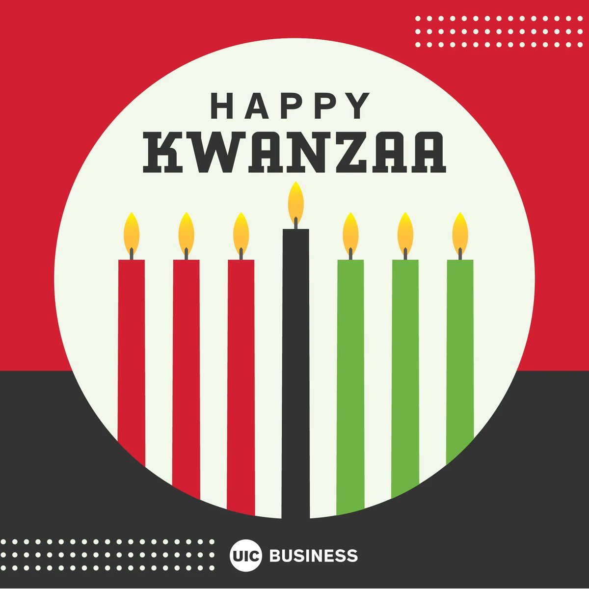 UICBusiness's tweet photo. The candles of Kwanzaa remind us that we shine brightest when we shine together. Celebrate love, community, and family. 🕯 https://t.co/U6ROMxZd7M