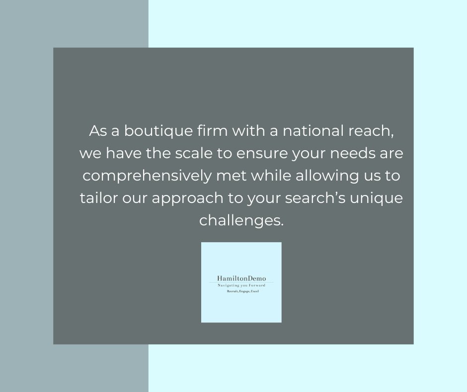 HamiltonDemo's tweet image. Get to know us. We invite you to schedule a free, no-obligation consultation.

ow.ly/Ry8C50MbJir

#Business #Leadership #Management #Career #DEI #executivesearch #projectbasedrecruiting