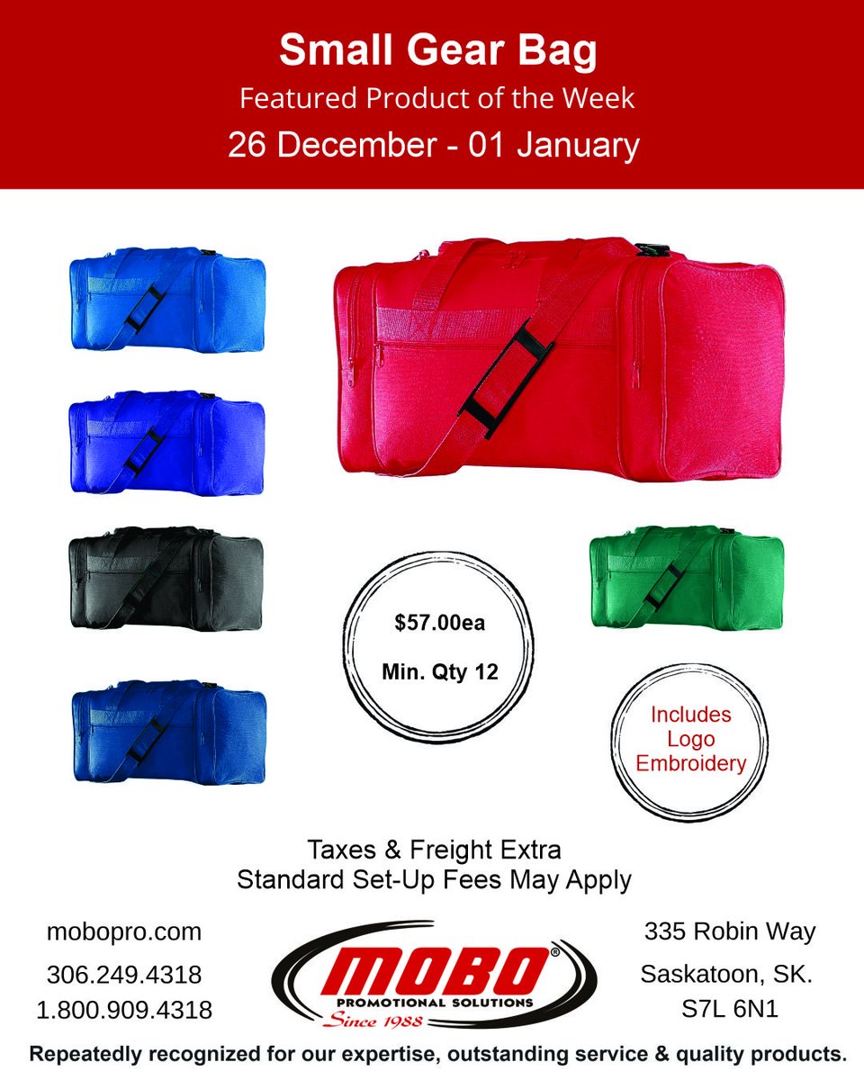 Need a gear bag for your travels? ✈️

Call us today at 306.249.4318 for your supply! ☎️

- Team MOBO

#yxe #mobo #mobopro #promotionalproducts #saskatoon #saskatchewan #gearbag #bag #bags #travelling #travels #plane