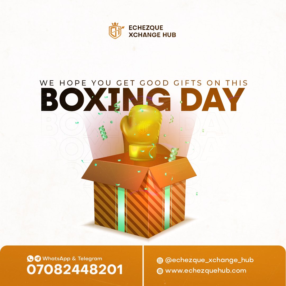 ZarpPay's tweet photo. While we hope you receive gifts, also give a gift to someone today. Let the sharing of love continue. Happy Boxing Day.

You can still reach us on WhatsApp or Telegram - 07082448201 - for crypto exchange or crypto investment tips.

#BoxingDay2022 #boxingday #Seconddayofchristmas https://t.co/DBMtfNYUne