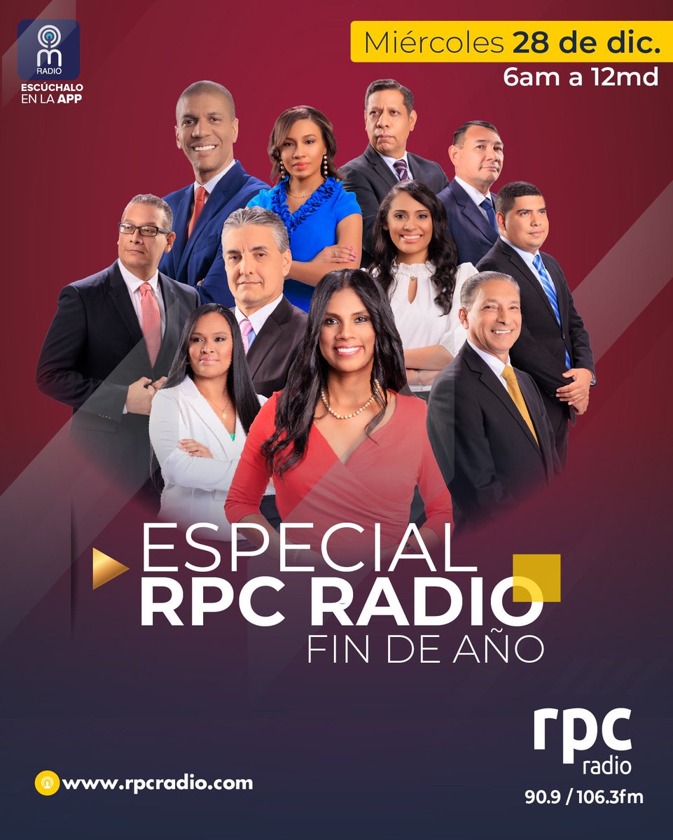¡ESPECIAL RPC RADIO! 

El próximo miércoles 28 de diciembre el equipo de noticias y deportes entrevistará a diferentes autoridades y dirigentes de nuestro país para hacer un balance de este 2022.

SINTONÍZANOS desde las 6:00 am 🕕 por los 90.9 o 106.3 FM 📻

#RPCRadio