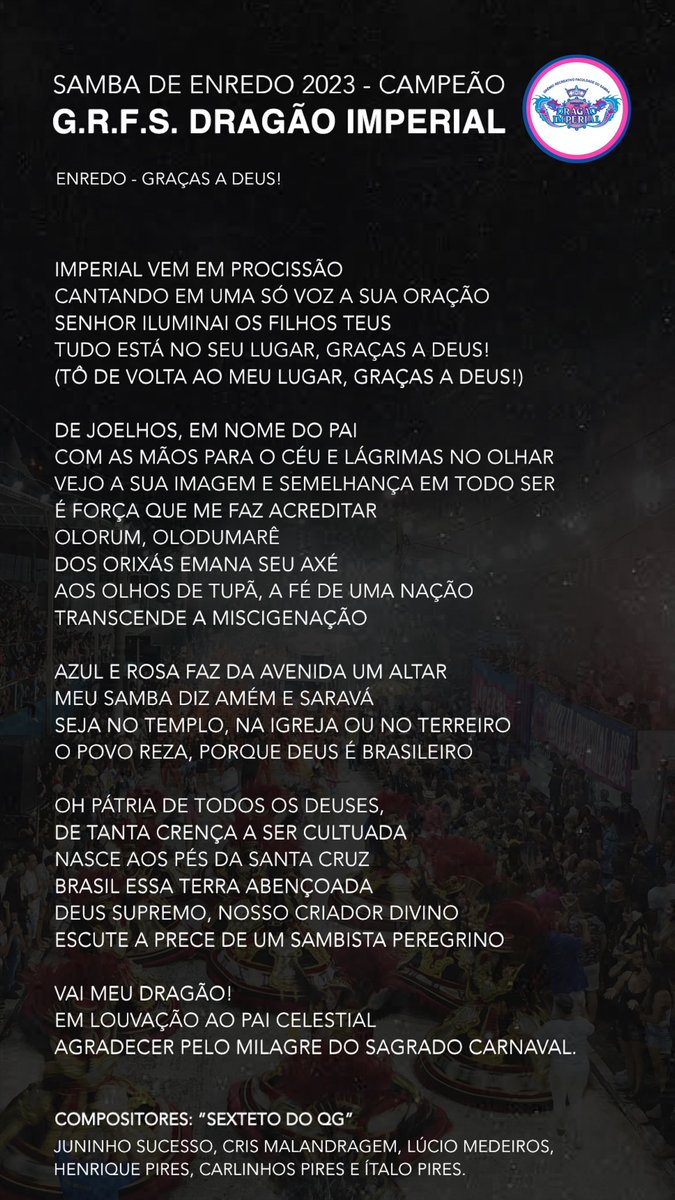 DragaoImperial's tweet photo. Já ouviu nosso samba hoje? 💙💗

https://t.co/rBb7zs3ODX https://t.co/yaELDndWFw