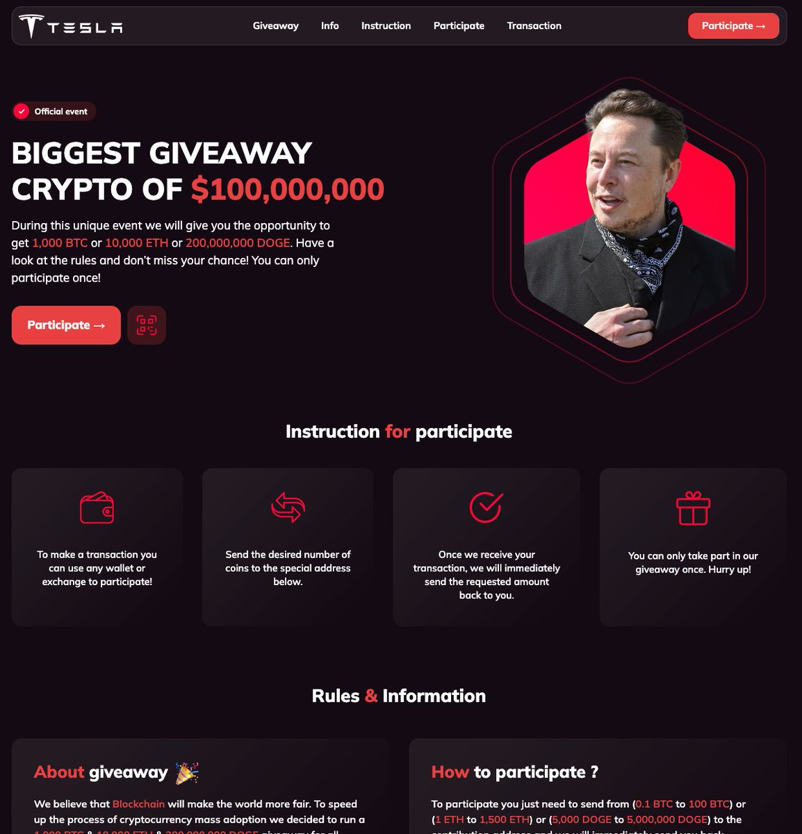 r1otctrl's tweet photo. Heads up, new @Tesla bitcoin scam seen live streamed on @YouTube. Live with 6K+ views
Website: tesladouble[.]io
YT broadcast: www[.]youtube[.]com/watch?v=qXgj4TA3W8Q

#Crypto #phishing #scam #LiveStream 
@CryptoPhishing @CryptoScamDB @PhishFort @phishunt_io @Spam404 @ActorExpose https://t.co/pInqBRcs4g
