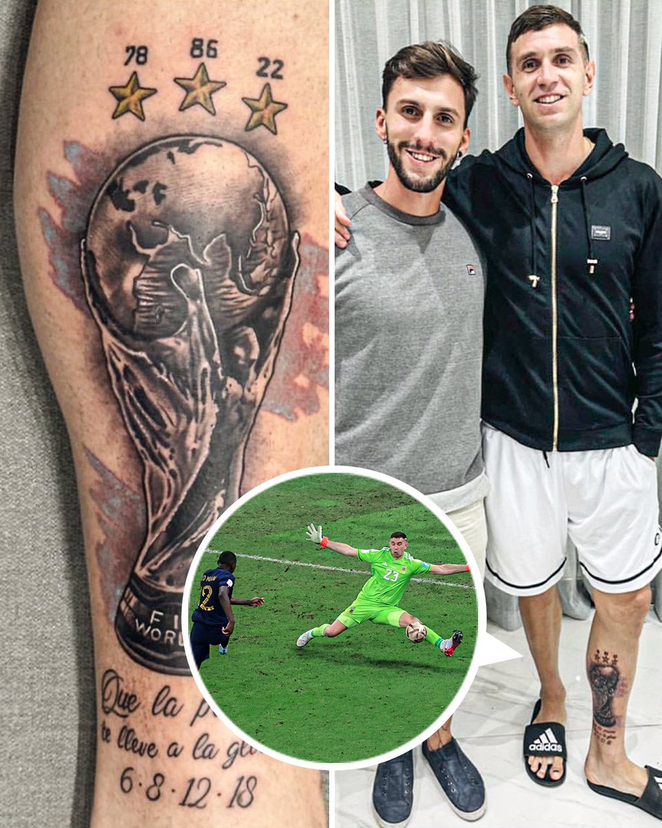 Emi Martinez got the World Cup tattooed on the leg which made THAT SAVE in the World Cup final 👀