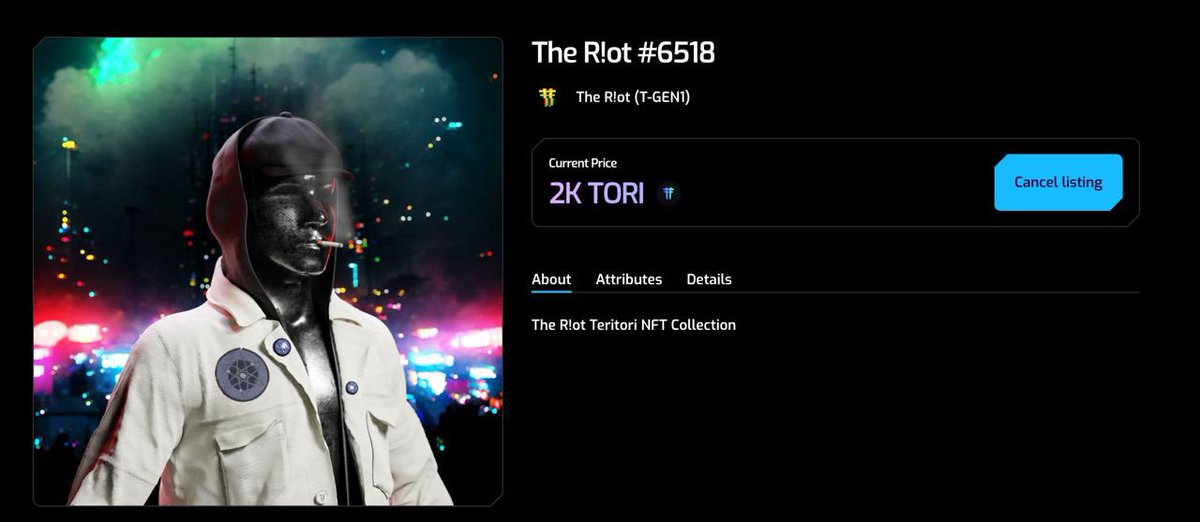 The R!ot T-GEN1 (breedings) is now available for secondary market listing in $TORI ⛩

app.teritori.com/collection/tor…