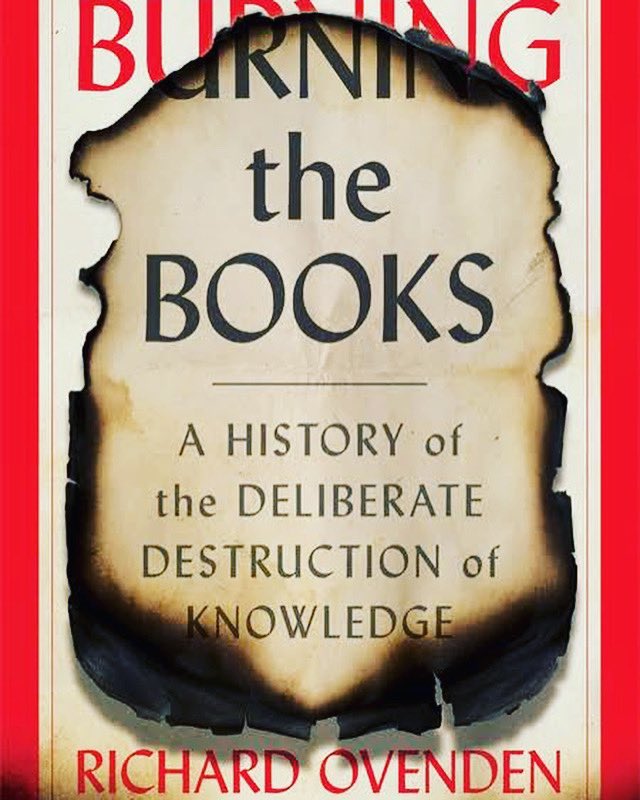On the read this week. 
BURNING THE BOOKS. By Richard Ovenden.
This book the introduction opens with images of the Nazi book burnings of 1933, then moves on to discuss the UK’s ‘Windrush generation and the deliberate destruction of individuals’ landing cards by the Home Office.