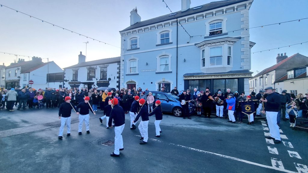 The Flamborough Longsword dancers on Boxing Day - Love the kids' Wes Anderson-esque hats/outfits. <a href="/FlamboroSword/">FlamboroughLongsword</a> <a href="/VHEY_UK/">Visit Hull & East Yorkshire</a>