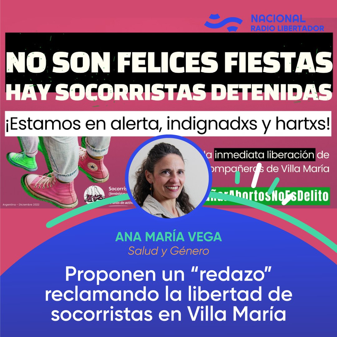 📻#MuchasGracias|Proponen un “redazo” reclamando la libertad de socorristas en Villa María
<a href="/AnaAnivega/">Ana María Vega</a> reflejó la situación que se está viviendo en Villa María Córdoba donde fueron detenidas 4 mujeres integrantes de la Red de Socorristas de nuestro país.
📲radionacional.com.ar/proponen-un-re…