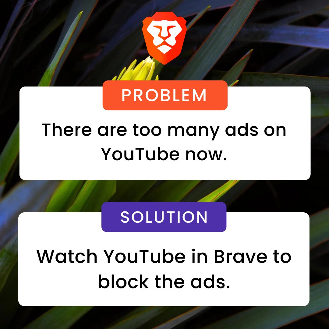 Sick of sitting through YouTube ads? 

Save time by watching YouTube through Brave. Our browser blocks YT ads whether you're on your computer or your phone.