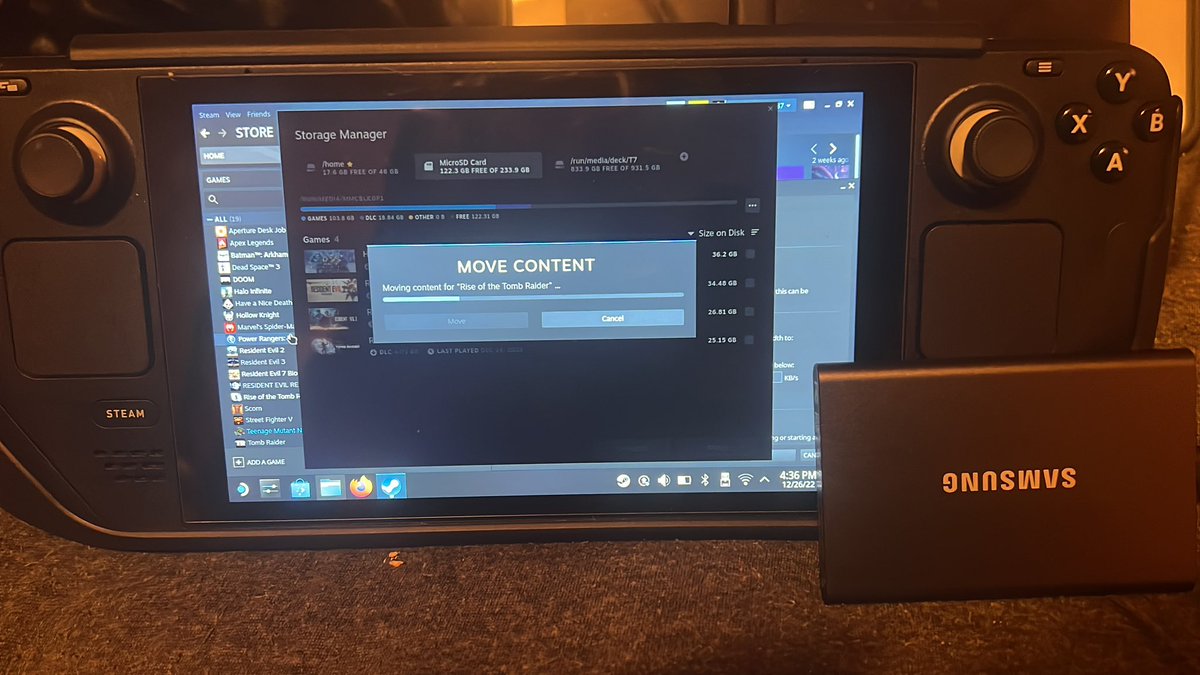 Darthanubus87's tweet photo. This little gem is absolutely amazing, the transfer speeds/ portability, little present for myself, I can actually carry my entire steam library with me 😍😍😍 #Teamdeck!!!! Definite win mini 1TB hard drive https://t.co/imL8hEqZGt