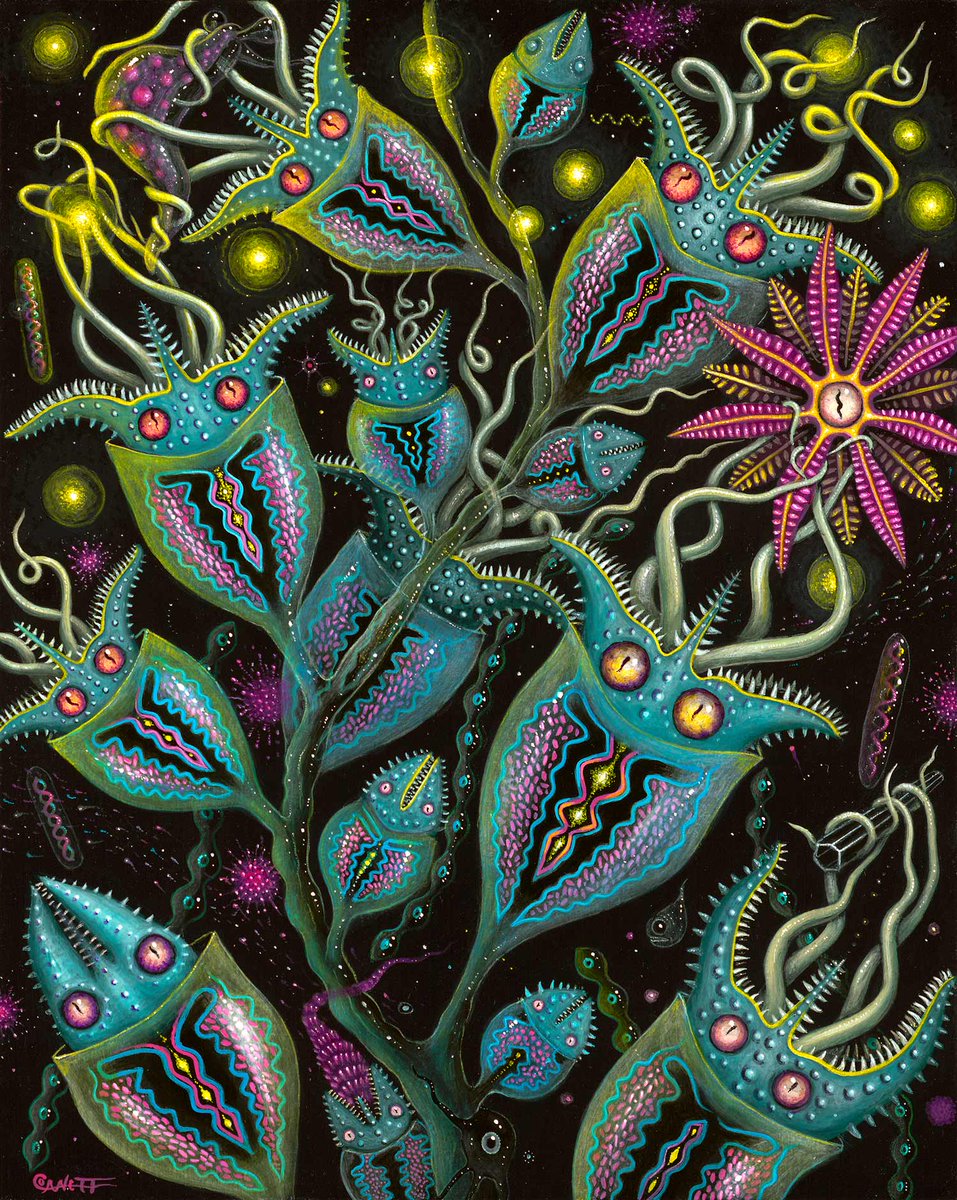 “CARNIVOROUS v2” A small painting on wood panel, 8" x 10", 2022