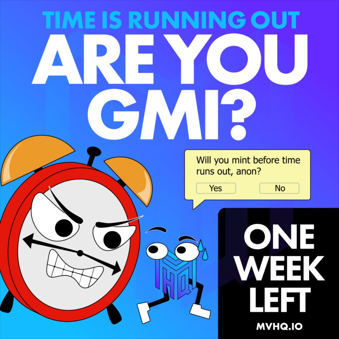 Our Member Mint/Burn window and application deadline are quickly approaching! ⏰

You have until: Friday, Dec 30th, 2022 at 12 PM EST

Make sure you head over to mvhq.io/mint-2023 and lock in your Soulbound Token 🤝