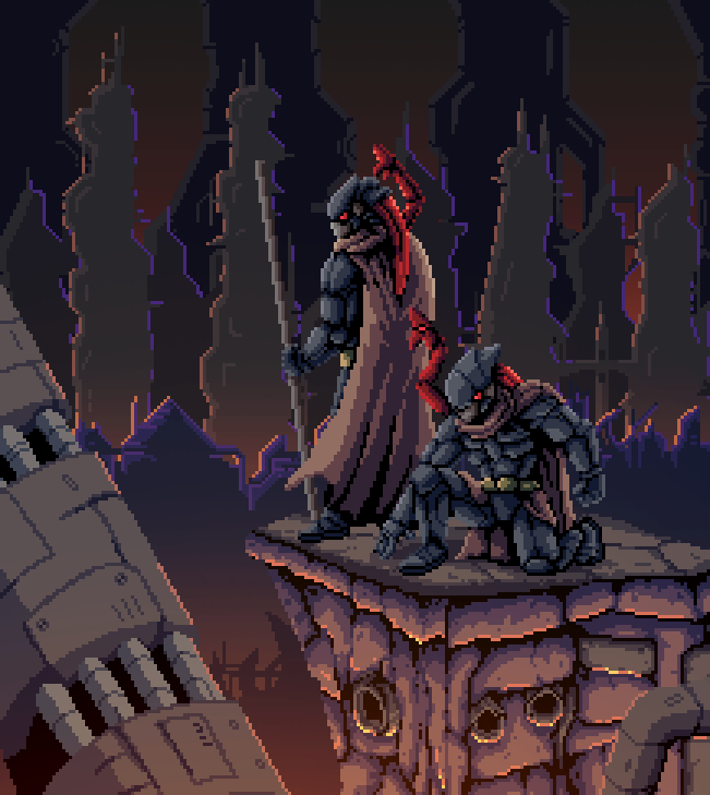 Felipe_Porcel01's tweet photo. Process for a pixelart piece I worked on for "Kingdoms of the Etenal Night". Concept art, sketch and final pixel-art. #pixelart https://t.co/loDRJcbKpt