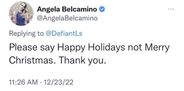 Hey <a href="/AngelaBelcamino/">Angela Belcamino</a> 
#HappyChristmas ….there fixed it for ya…