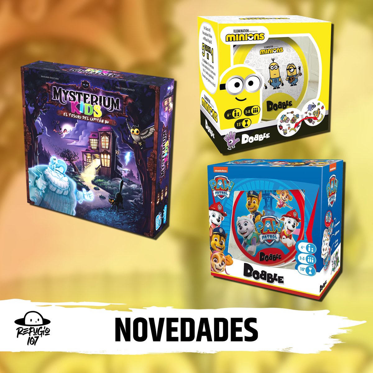 Refugio_107's tweet photo. 🎅🏻 Papá Noel nos ha traído novedades para los más peques de la casa!!!

Mysterium Kids 🔎
Dobble Minions 🍌
Dobble Patrulla Canina 🐶

Los tienes ya disponibles en https://t.co/bFsmE5FVw5 https://t.co/2SmOfmHeP2