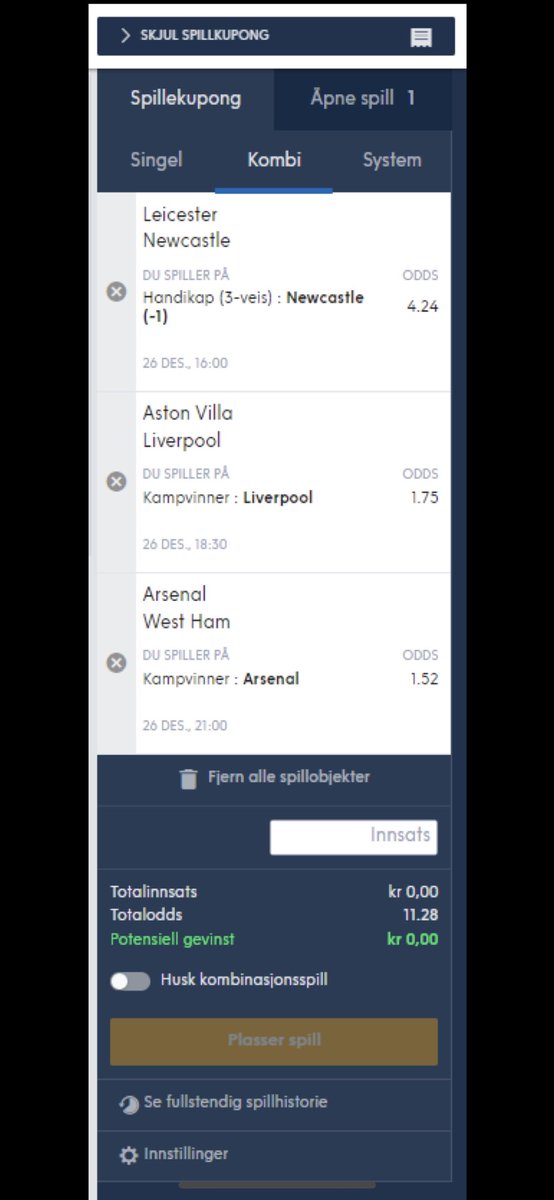 Rett inn denne også. Nei og nei