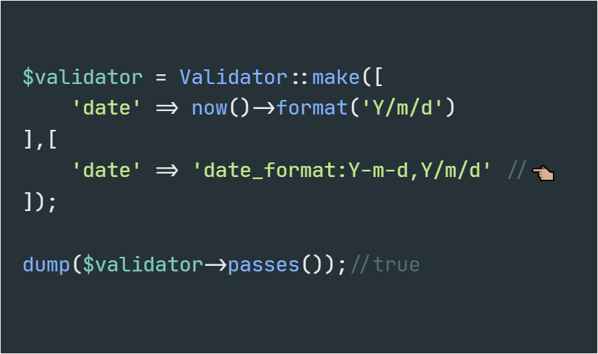 HerminioHeredia's tweet image. Desde #Laravel 8, la validación date_format puede aceptar más de un formato de fecha.👍🏼