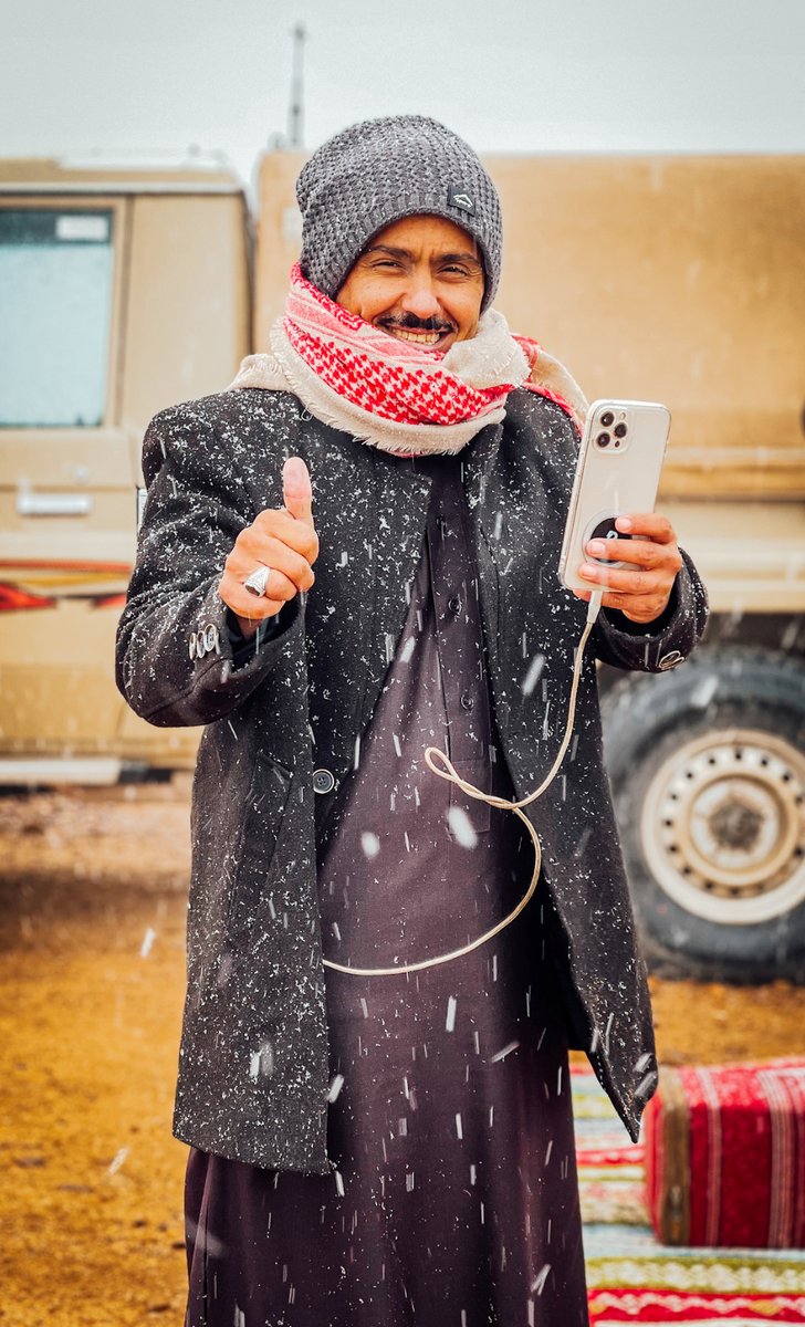arabnews's tweet photo. Snow in the Saudi desert: Tabuk mountains offer winter wonderland for locals https://t.co/WkWcmdY5xG https://t.co/H0k3gBqInl