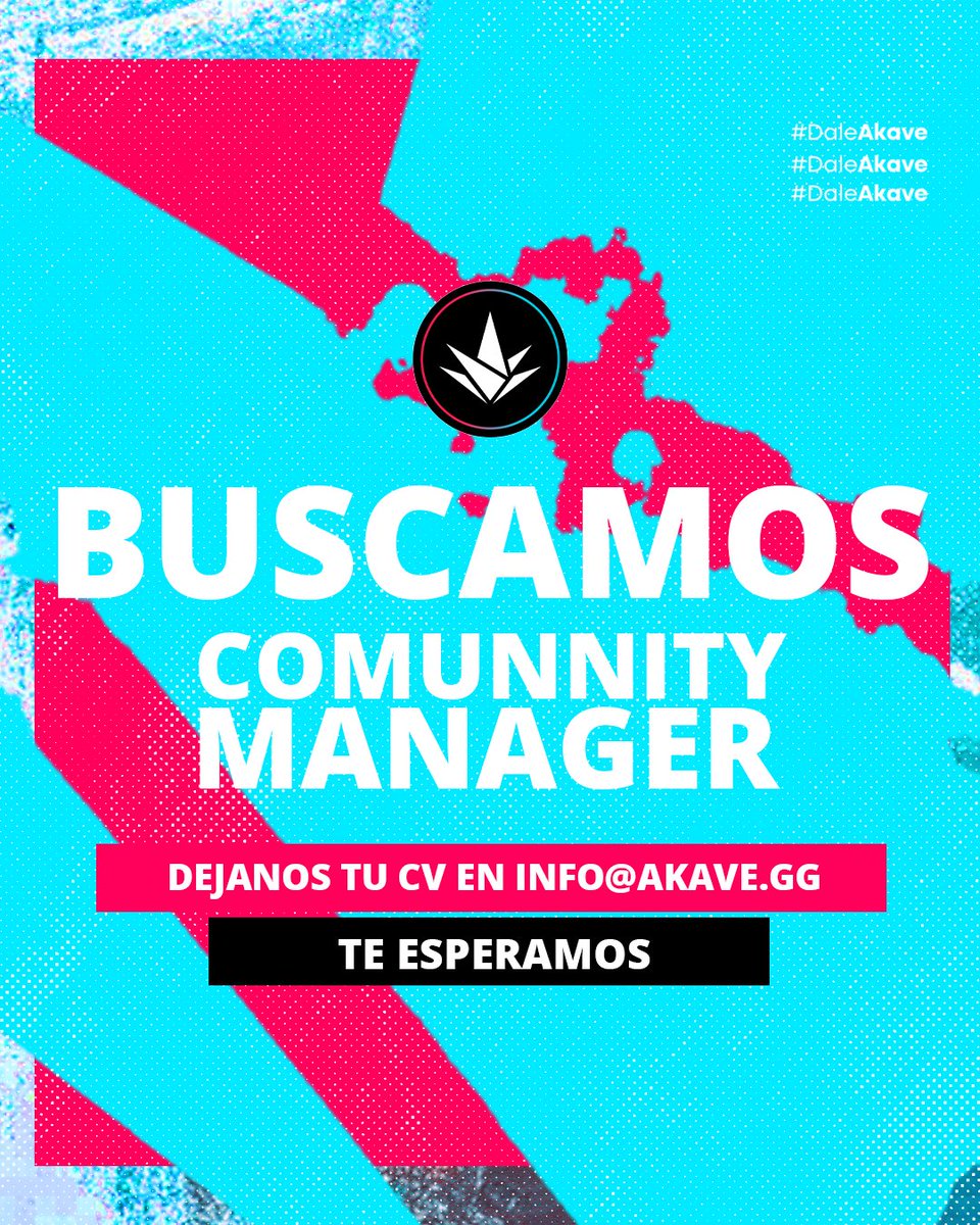 Akave Esports (@akaveesports) on Twitter photo Ey ey ey tú, si tú, le sabes?
Estamos buscando Community Manager para nuestra organización.
Si destacas por tú:
✅ Experiencia previa
✅ Redacción
✅ Memes
✅ Vives en 🇲🇽 (no excluyente)
Envíanos tu CV/Portfolio a info@akave.gg o contáctanos por DM.
#DaleAkave Ey ey ey tú, si tú, le sabes?
Estamos buscando Community Manager para nuestra organización.
Si destacas por tú:
✅ Experiencia previa
✅ Redacción
✅ Memes
✅ Vives en 🇲🇽 (no excluyente)
Envíanos tu CV/Portfolio a info@akave.gg o contáctanos por DM.
#DaleAkave