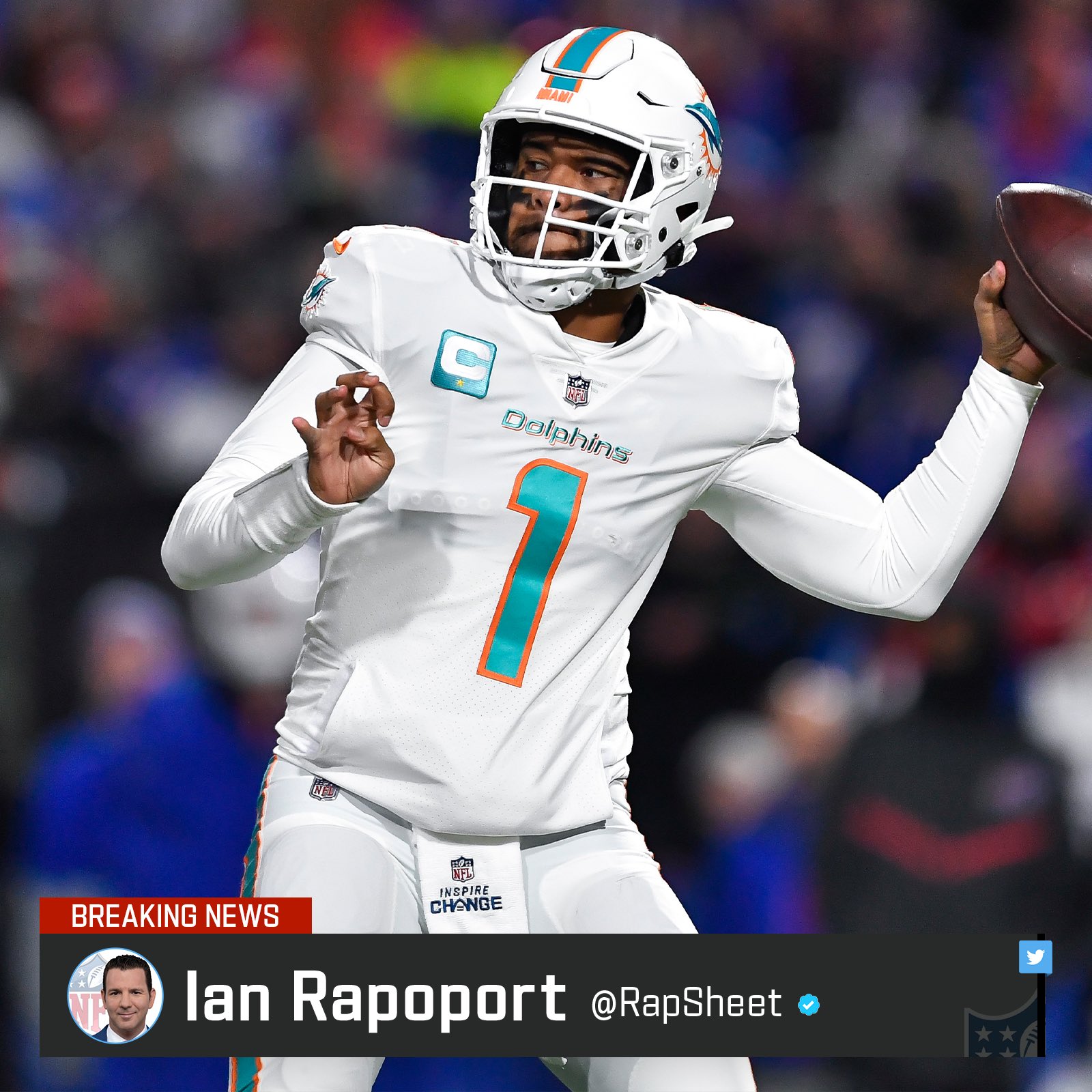 Ian Rapoport on X: '#Dolphins QB Tua Tagovailoa is once again in the NFL's  concussion protocol. His status for this week's game against the #Patriots  is now in doubt.  / X