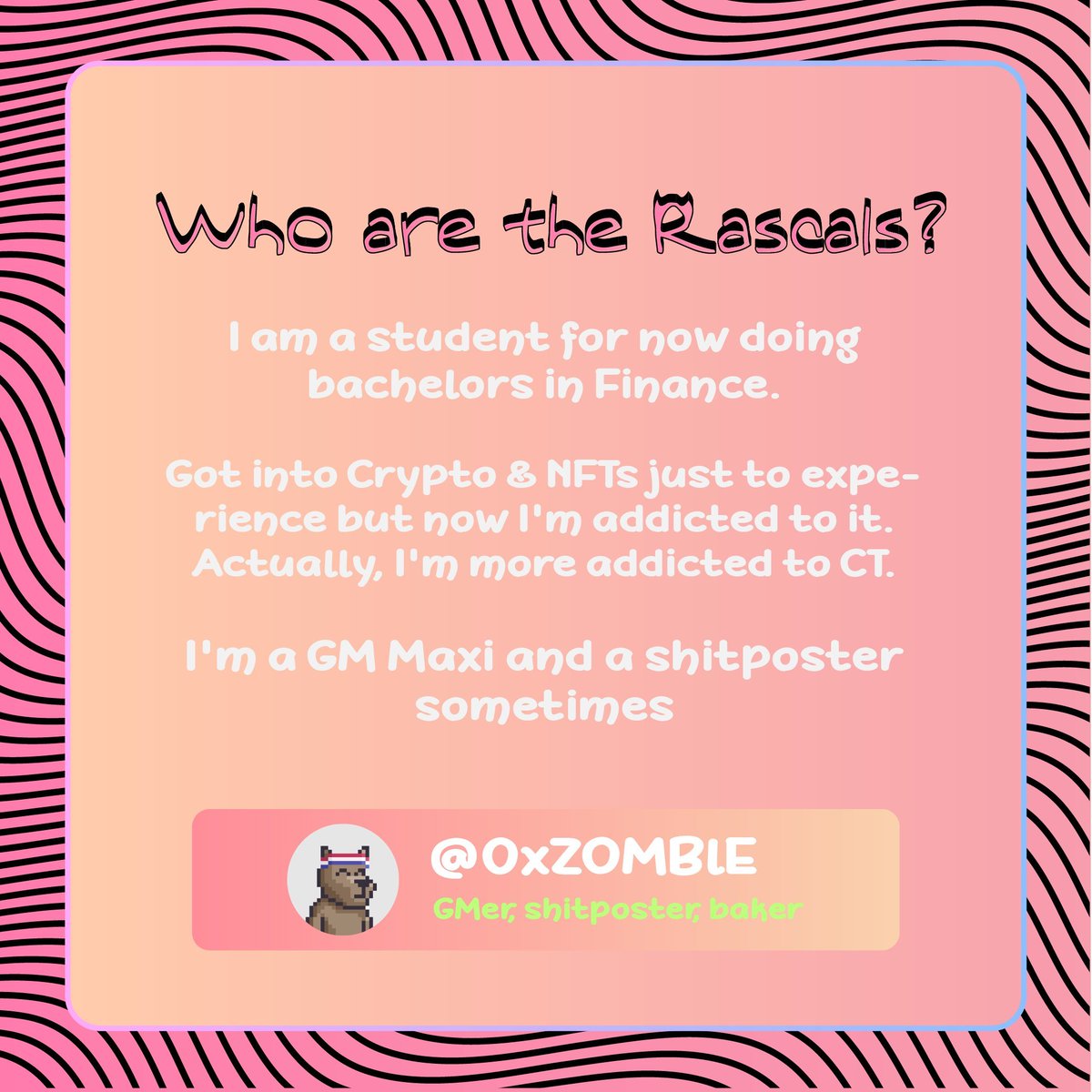 RascalsOTW's tweet photo. A rascal has been spotted in the wild...

Meet @0gzombie 😈

Tell us something about you 🤍 https://t.co/wBGp2dOrrG