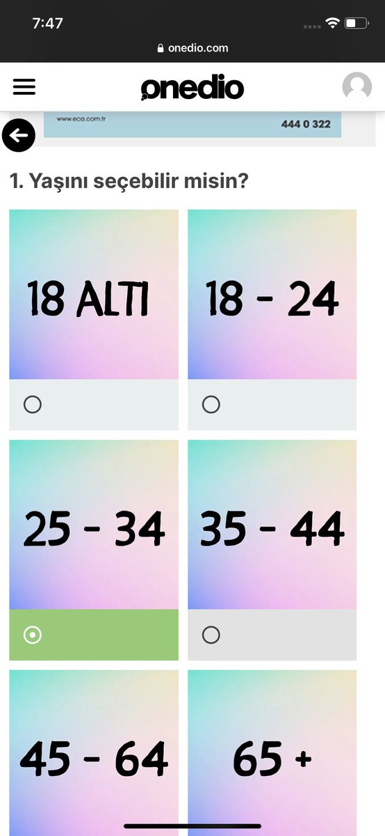 Onedio testlerinde artık 25 yaş üstü kategorisini seçmek…