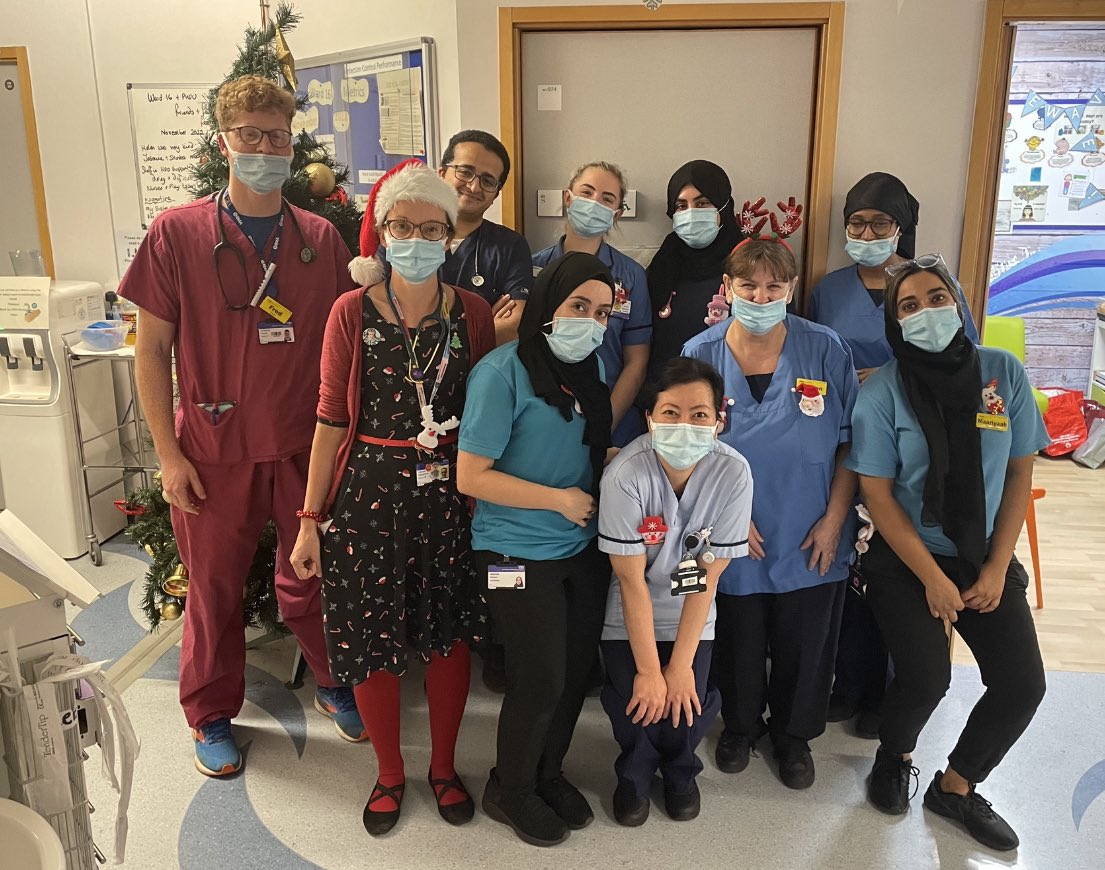 Christmas Day in Heartlands Paediatrics. The busiest Christmas I’ve ever worked (and I’ve worked a lot of them) - but found just enough time for a group photo with this wonderful team of people, who did an amazing job 😊 <a href="/uhbtrust/">University Hospitals Birmingham</a>